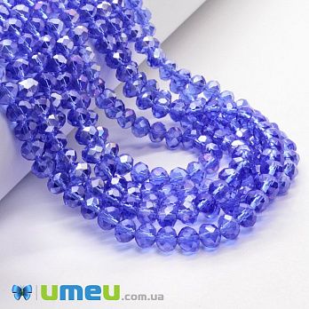 Бусины рондели, 6х5 мм, Синие АВ (BUS-049199)