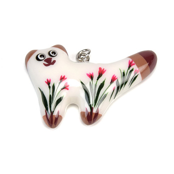 Підвіска Котик з полімерної глини, 40х27 мм, З малюнком (POD-059375)