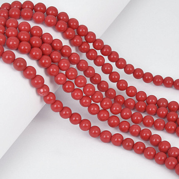 Намистини Бірюза пофарбована, Синт. камінь, 6 мм, Круглі (BUS-057519)