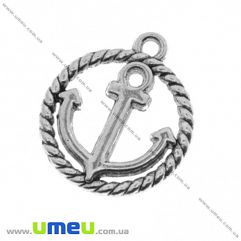 Підвіска метал. Якір (двостор.), 18х16 мм, Античне срібло (POD-006638)