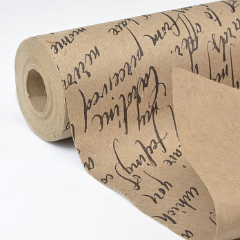 Пакувальний Крафт папір односторонній з написом, 50смх8м (UPK-060252)