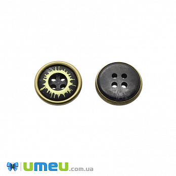 Гудзик пластиковий Круглий, 15 мм, Золотисто-чорний (PUG-046531)
