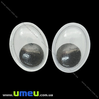 Глазки клеевые овальные, 15х10 мм, Белые (DIF-023214)