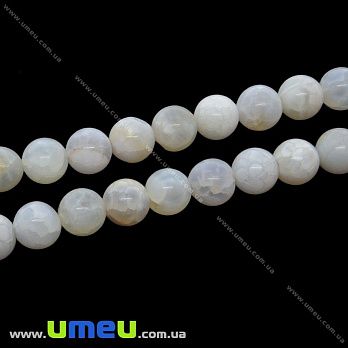 [Архів] Намистина натуральний камінь Агат білий, 10 мм, Кругла (BUS-033888)