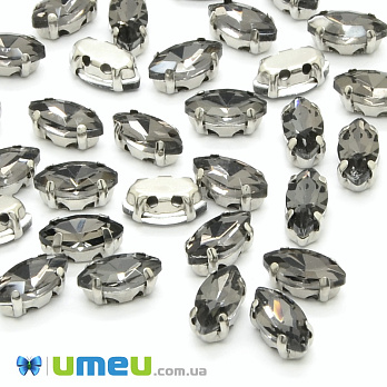 Шатон човник 15х7 мм, Темне срібло, Сірий (KAB-052284)