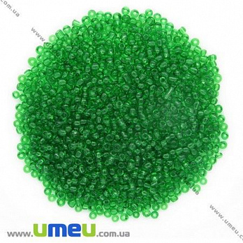 Бисер китайский средний, 8/0, Зеленый прозрачный, 3 мм (BIS-007990)