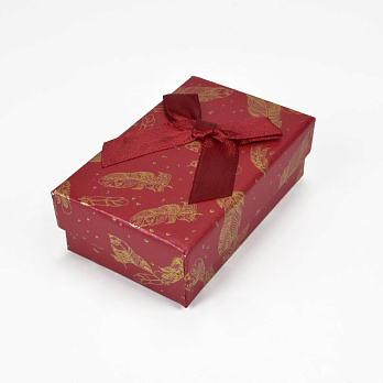 Подарункова коробочка Прямокутна з малюнком, 8х5х2,5 см, Червона (UPK-056830)