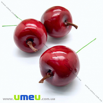 Яблоко большое на проволоке, 32х35 мм, Красное (DIF-019872)