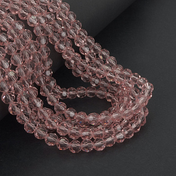 Бусины круглые граненые, 6 мм, Розовые (BUS-057325)