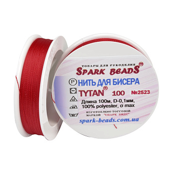 Нитка для бісеру Титан 100, Червона №2523, 100 м (MUL-010614)