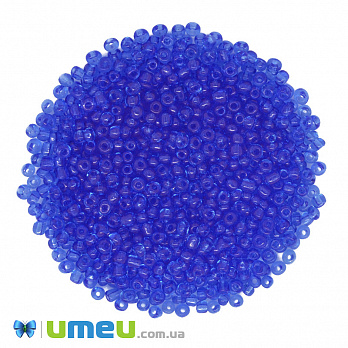 Бисер китайский средний, 8/0, Синий прозрачный, 3 мм (BIS-039297)