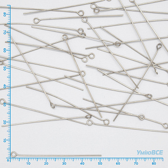 Булавки из нерж. стали, 50 мм, Темное серебро, 1 уп (20 шт) (STL-056223)