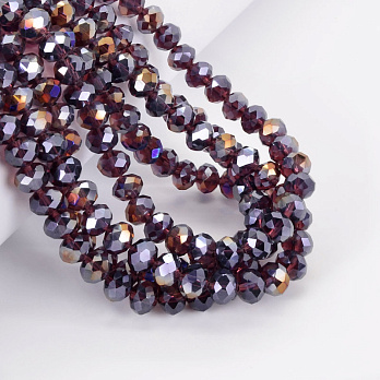 Намистини ронделі, 8х6 мм, Аметистовий темний АВ (BUS-052179)