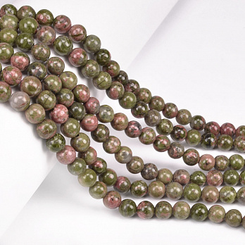 Намистини Унакит, Натур. камінь, 6,5 мм, Круглі (BUS-051724)