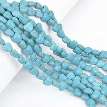 Намистини Бірюза пофарбована, Синт. камінь, 8х8х4,5 мм, Серце (BUS-057532)