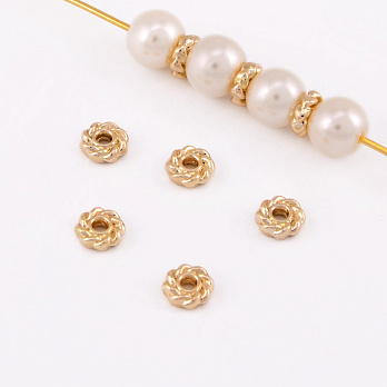 Намистини-розділювачі, 5х1,7 мм, Латунь з покриттям 14 kt (BUS-055839)