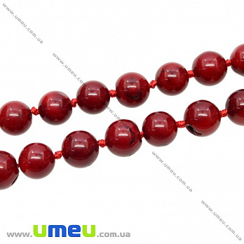 [Архів] Намистина натуральний камінь Корал бордовий, 10 мм, Кругла (BUS-018531)