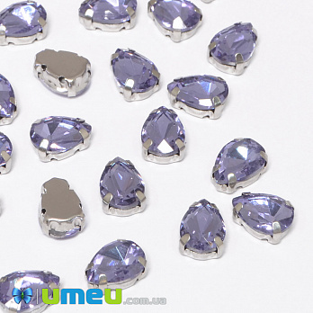 Шатон крапля 8х6 мм, Темне срібло, Бузковий (KAB-040729)