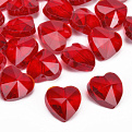 Бусина стеклянная, Сердце граненое, 14х14х9 мм, Красная (BUS-059985)