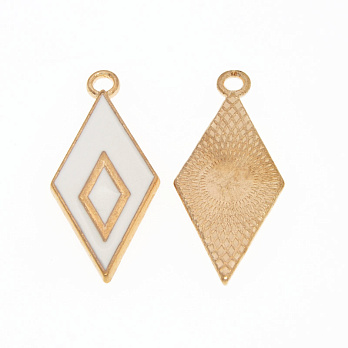 Підвіска метал. Ромб білий, 28х12 мм, Золото (POD-054682)