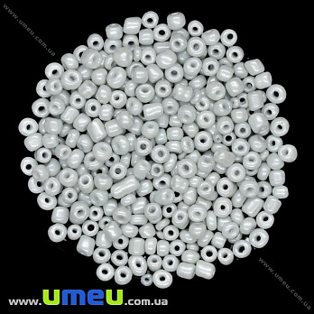 Бисер китайский крупный, 6/0, Серый светлый перламутровый, 4 мм (BIS-015638)