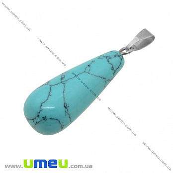 Підвіска Крапля з натурального каменю, Бірюза, 34х10 мм (POD-014455)