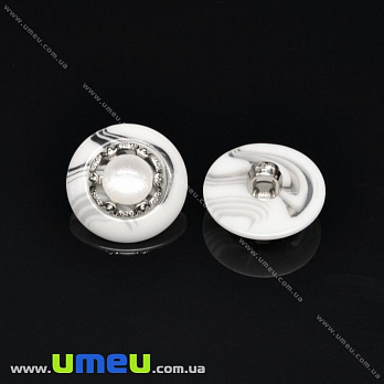 Гудзик пластиковий на ніжці Круглий, 17,5 мм, Білий (PUG-018752)