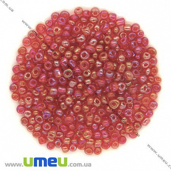 Бисер китайский крупный, 6/0, Красный АВ прозрачный, 4 мм (BIS-008631)