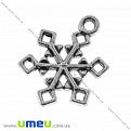Подвеска метал. Снежинка (двухстор.), 20х15 мм, Античное cеребро (POD-000562)