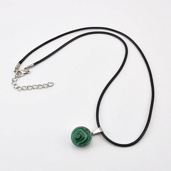 Підвіска на шнурку, Синт. камінь Малахіт (POD-058277)