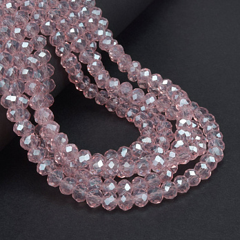 Бусины рондели, 6х5 мм, Розовые AB (BUS-057087)