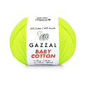 Пряжа Gazzal Baby Cotton №3462, 50 г, 165 м, Жовта неонова (YAR-060773)