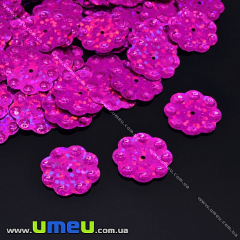 Паєтки Китай Квіти, 15 мм, Малинові (PAI-013186)