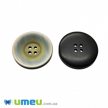 Гудзик пластиковий Круглий, 30 мм, Сірий (PUG-046528)