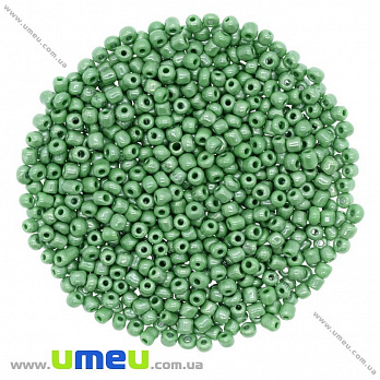 Бісер китайський середній, 8/0, Зелений перламутровий, 3 мм (BIS-009048)