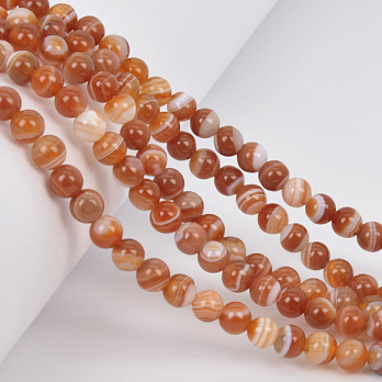 Намистини Агат червоний, Натур. камінь, 6 мм, Круглі, 18 см (BUS-058041)
