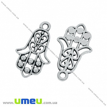 Підвіска метал. Рука Фатіми (Хамса), 22х13 мм, Античне срібло (POD-001192)