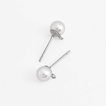 Пусети з нерж. сталі з намистинкою 6 мм, Темне срібло (STL-061301)