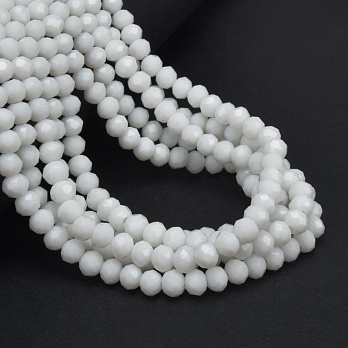 Намистини ронделі, 6х5 мм, Білі (BUS-057095)