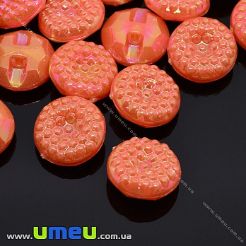 Гудзик пластиковий на полуніжці Круглий, 12,5 мм, Помаранчевий АВ (PUG-012934)