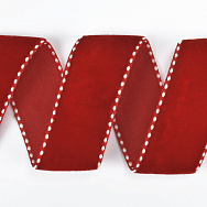 Стрічка оксамитова з кантом, 25 мм, Червона (LEN-060573)