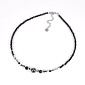 Колье черное, Бусины стеклянные и Гематит, 37 см, Нерж сталь (BUS-062393)