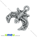 Подвеска метал. Летучая мышь, 18х16 мм, Античное серебро (POD-003351)