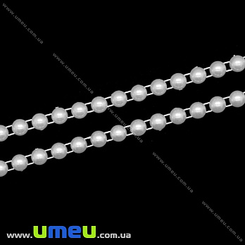 Полубусіни на ниті, Перли, 6 мм, Білі (KAB-019737)