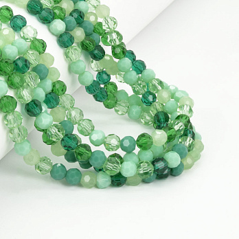 Намистини круглі грановані, 6 мм, Мікс зелений (BUS-057331)