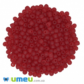 Бісер китайський великий, 6/0, Червоний прозорий матовий, 4 мм (BIS-039276)