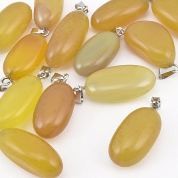 Подвеска Овал, Натур. камень Агат желтый, 21-32 мм (POD-058629)