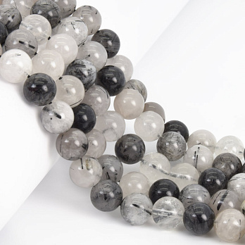 Намистини Кварц рутиловий, Натур. камінь, 10 мм, Круглі, 19 см (BUS-058022)