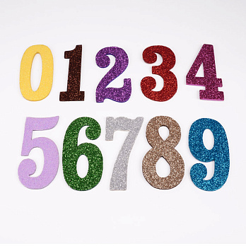Декоративні вироби із фоамірану Цифри, 7х3,5 см, Мікс (FOM-056573)