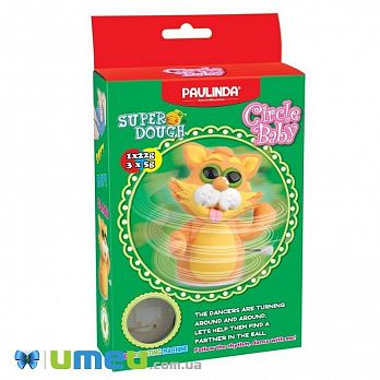 Масса для лепки Paulinda Super Dough Circle Baby Кот заводной механизм, оранжевый (DIF-043556)